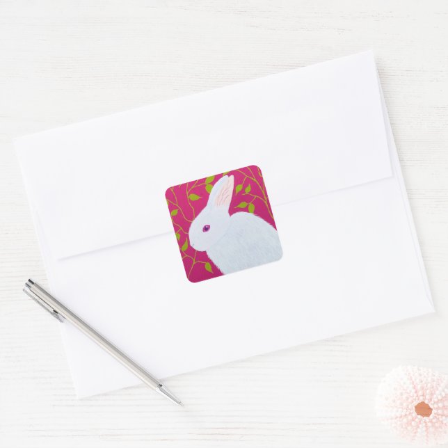 Adesivo Quadrado Coelho Branco (Envelope)