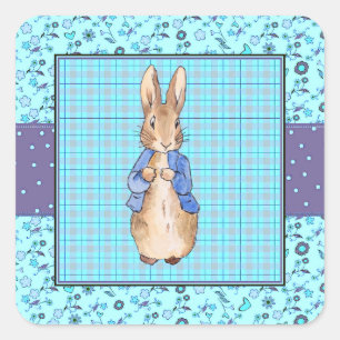 Adesivo Quadrado Coelho Bunny clássico jaqueta azul