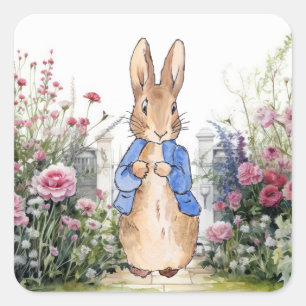 Adesivo Quadrado Coelho clássico Bunny jaqueta azul