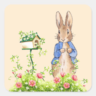Adesivo Quadrado Coelho clássico Bunny jaqueta azul