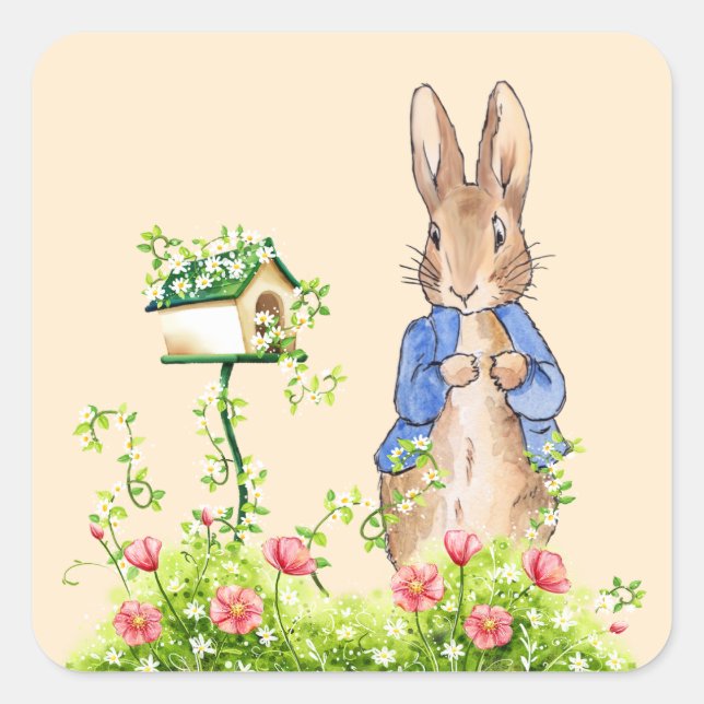 Adesivo Quadrado Coelho clássico Bunny jaqueta azul (Frente)