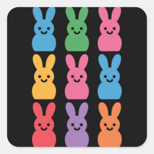 Adesivo Quadrado Coelho de Páscoa Ovos Xadrez Leopardo