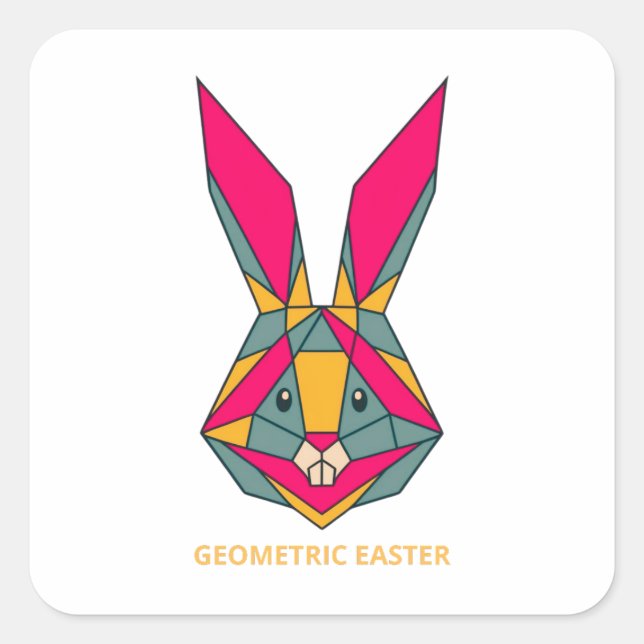 Adesivo Quadrado Coelho Geométrico da Páscoa (Frente)