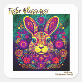 Adesivo Quadrado Coelho páscoa - Arte Foliar - Páscoa Personalizáve