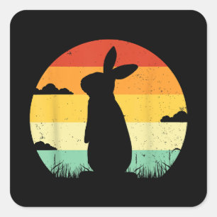 Adesivo Quadrado Coelho Retro Estilo Vintage 80s Estilo Bunny Lover