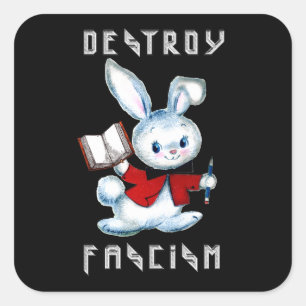 Adesivo Quadrado Coelho Retro Fofo - Destrua o Fascismo