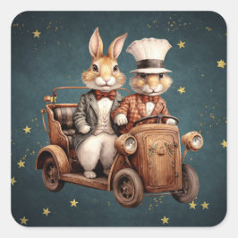 Adesivo Quadrado Coelhos de natais vintages