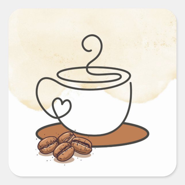 Adesivo Quadrado Coffee Cup Sticker (Frente)