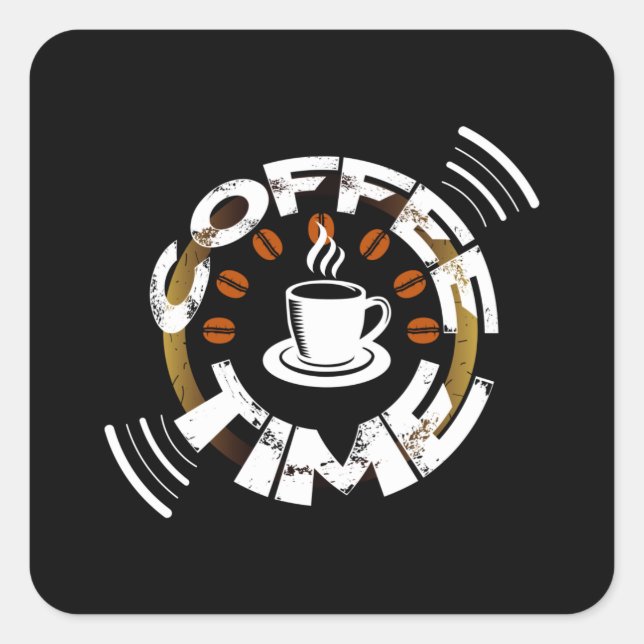 Adesivo Quadrado Coffee Time (Frente)