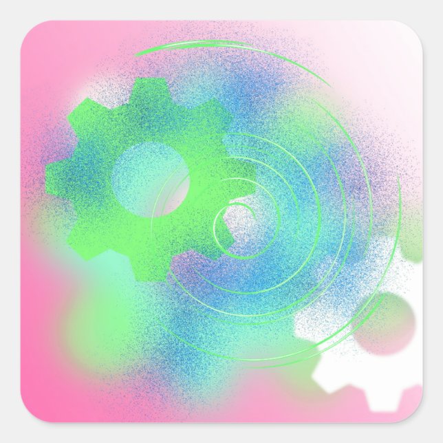 Adesivo Quadrado Cog Abstrato Radical (Frente)