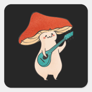 Adesivo Quadrado Cogumelo E Música