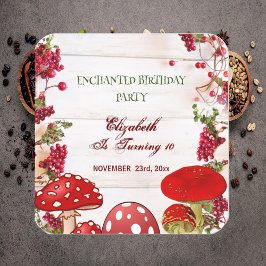 Adesivo Quadrado Cogumelo Mágico Infantil Jardim de Morango do Sapo