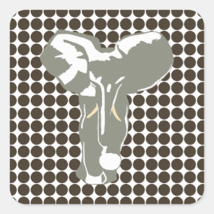Adesivo Quadrado Cola Safari Dot com Elefante Pop