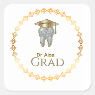 Adesivo Quadrado Colação de Grau de Higienista Dental  Personalize