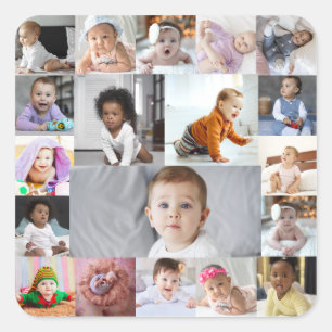 Adesivo Quadrado Colagem de Fotografias do Design 19