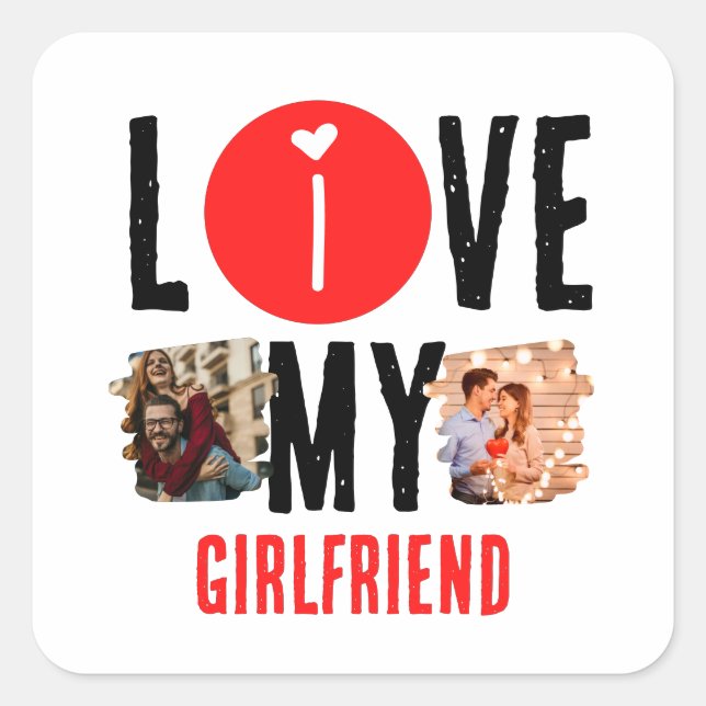 Adesivo Quadrado Colagem de Fotografias Personalizada Única 2 Adoro (Frente)