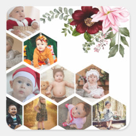 Adesivo Quadrado Colagem de Fotos 10 Floral design