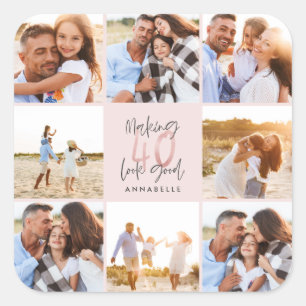 Adesivo Quadrado Colagem de fotos cintilantes cintilantes cor-de-ro