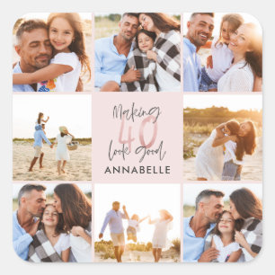 Adesivo Quadrado Colagem de fotos cintilantes cintilantes cor-de-ro