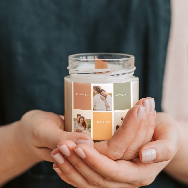 Adesivo Quadrado Colagem de Fotos da Família | Agradecido Abencoado (Criador carregado)