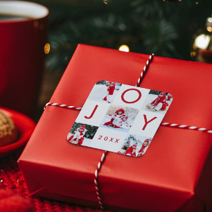 Adesivo Quadrado Colagem de Fotos da Família Checkerboard Red Joy M