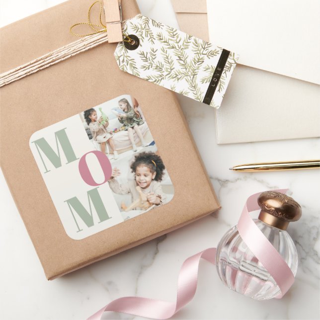 Adesivo Quadrado Colagem de Fotos de Dia de as mães Personalizada | (Presentear)