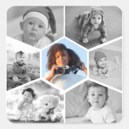 Adesivo Quadrado Colagem de Fotos de Hexágono Preto e Branco