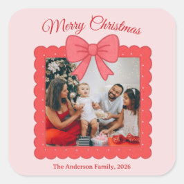 Adesivo Quadrado Colagem de Fotos de Natal Personalizada e Fofa