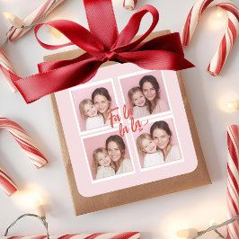 Adesivo Quadrado Colagem de Fotos de Natal Rosa Fa La La