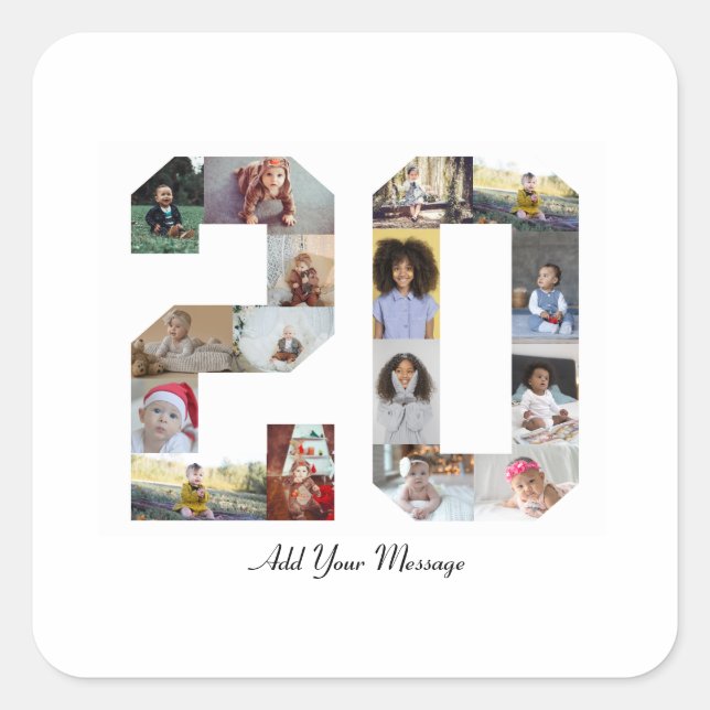 Adesivo Quadrado Colagem de Fotos Número 20 (Frente)