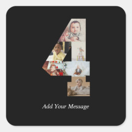 Adesivo Quadrado Colagem de Fotos Número 4 Preto e Branco