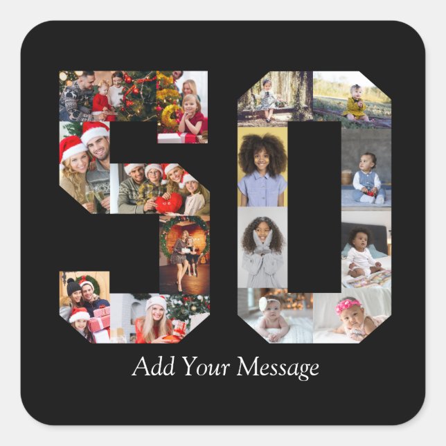 Adesivo Quadrado Colagem de Fotos Número 50 (Frente)