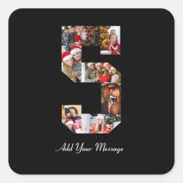 Adesivo Quadrado Colagem de Fotos Número 5 Preto e Branco