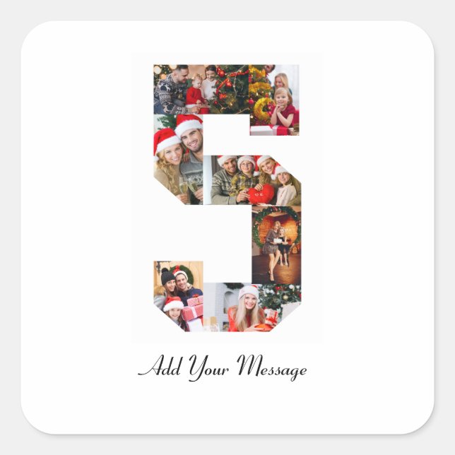 Adesivo Quadrado Colagem de Fotos Número 5 Preto e Branco (Frente)