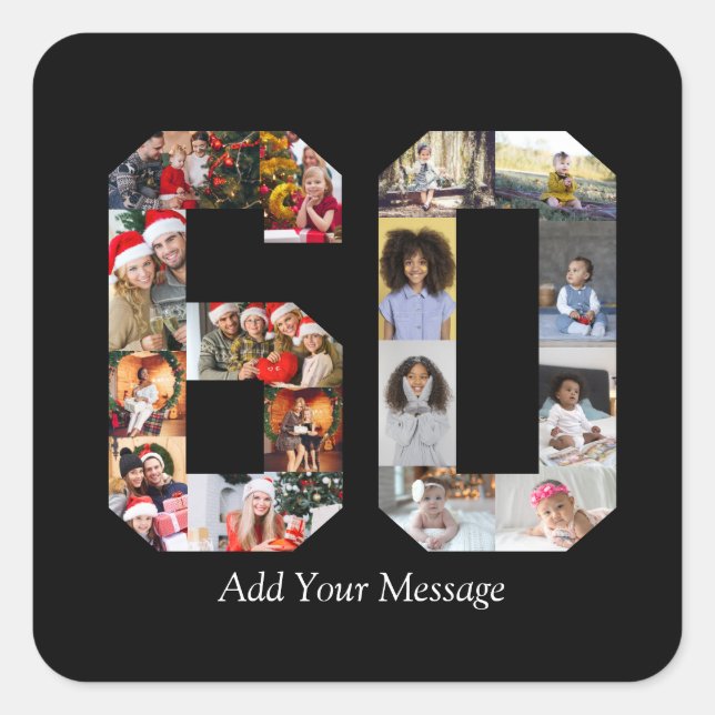 Adesivo Quadrado Colagem de Fotos Número 60 (Frente)