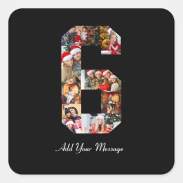 Adesivo Quadrado Colagem de Fotos Número 6 Preto e Branco