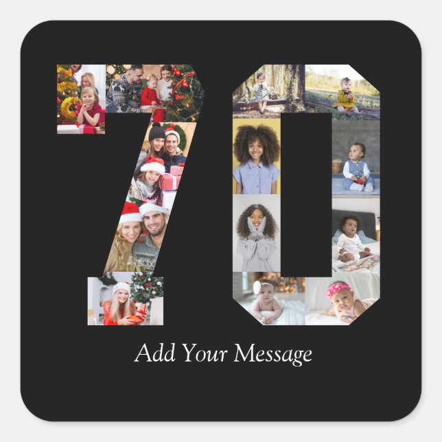 Adesivo Quadrado Colagem de Fotos Número 70 (Frente)