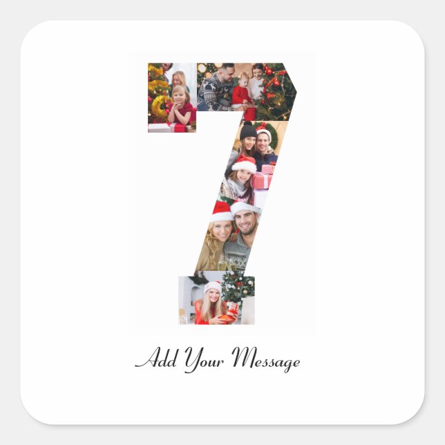 Adesivo Quadrado Colagem de Fotos Número 7 Preto e Branco (Frente)