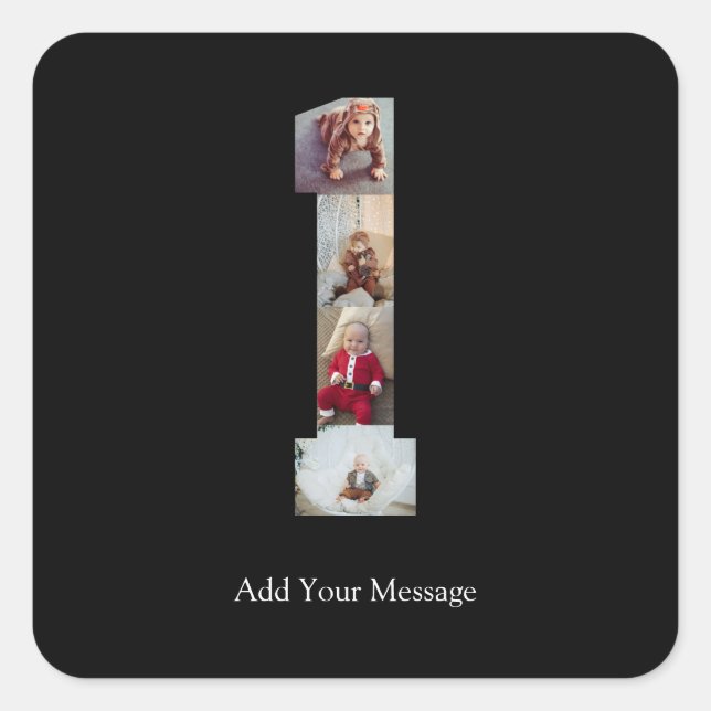 Adesivo Quadrado Colagem de Fotos Preto e Branco Número 1 (Frente)