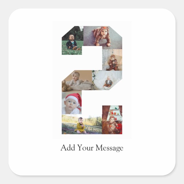 Adesivo Quadrado Colagem de Fotos Preto e Branco Número 2 (Frente)