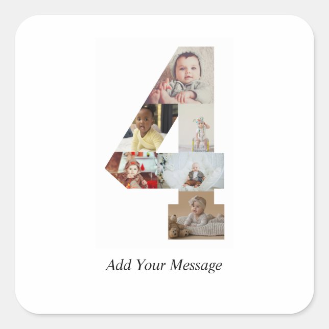 Adesivo Quadrado Colagem de Fotos Preto e Branco Número 4 (Frente)