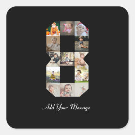 Adesivo Quadrado Colagem de Fotos Preto e Branco Número 8