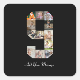 Adesivo Quadrado Colagem de Fotos Preto e Branco Número 9