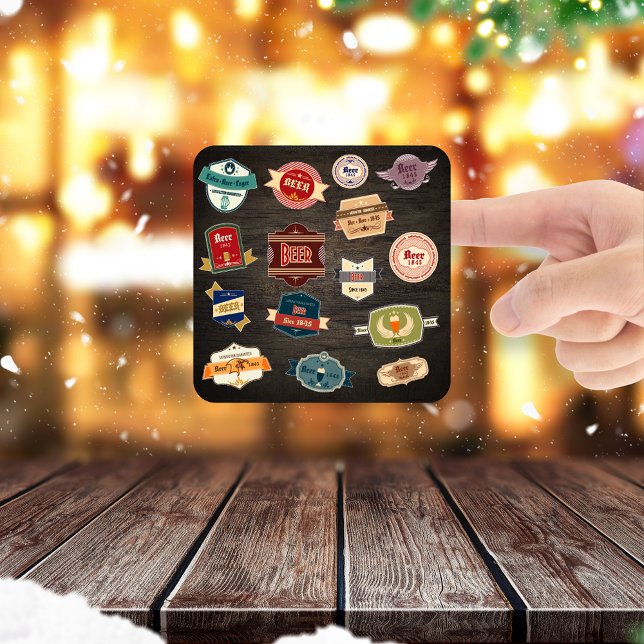 Adesivo Quadrado Colagem de Rótulos de Cerveja Retroativa (Criador carregado)
