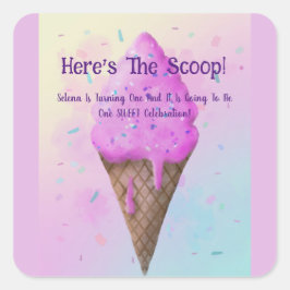 Adesivo Quadrado Colagem de Sorvete de Pastel