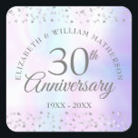 Adesivo Quadrado Colar Pérola Confete de Corações de 30º Aniversári<br><div class="desc">Desenhado para combinar com a nossa coleção Colar Pérola Confete de Corações de 30º Aniversário. Apresenta delicado confete de corações. Personalize com as suas informações especiais de aniversário de trinta anos em pérola,  em tipografia chic,  sobre um fundo de pérola. Desenhado por Thisisnotme©</div>