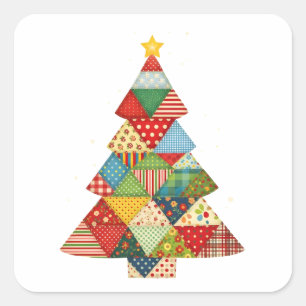 Adesivo Quadrado Colcha Árvore de Natal Amantes de Colchas Festivas