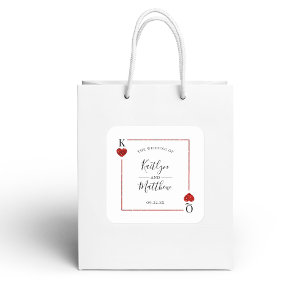 Adesivo Quadrado Coleção de Casamentos de Cartões de Jogada Monogra