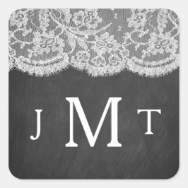 Adesivo Quadrado Coleção de Casamentos de Chalkboard e Localidade