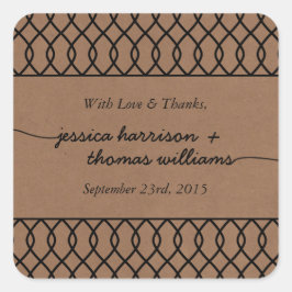 Adesivo Quadrado Coleção de Casamentos de Kraft Whimsical Modern